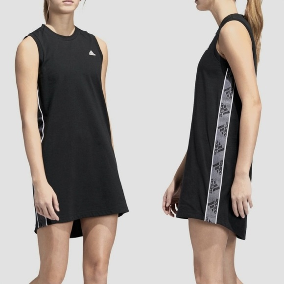 adidas Dresses & Skirts - Adidas Cho Pullover Black Cotton Sleeveless T Shirt Tank Dress Womens Small NWT